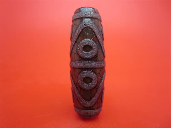 【チベット火供天珠】八眼天珠約39×13mm【一点物】