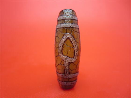 【チベット火供天珠】一眼菩提天珠約39×13mm【一点物】