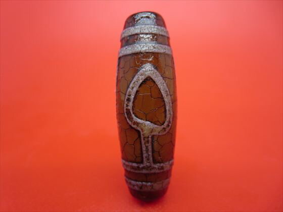 【チベット火供天珠】一眼菩提天珠約39×13mm【一点物】