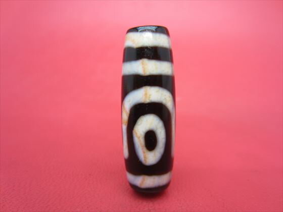 【二眼紅朱砂天珠】約37×12mm【馬蹄痕】【一点物】