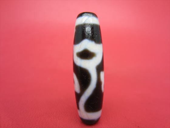 【水蓮花紅朱砂天珠】約40×12mm【馬蹄痕】【一点物】