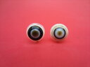 【チベット高級天珠】羊眼板珠・天眼珠約13.8〜14mm【水晶入り】【2粒SET】【一点物】