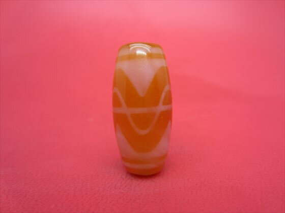 【チベット紅玉髄天珠】六辨蓮花天珠カーネリアン約29×13mm【一点物】