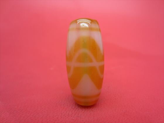 【チベット紅玉髄天珠】六辨蓮花天珠カーネリアン約29×13mm【一点物】