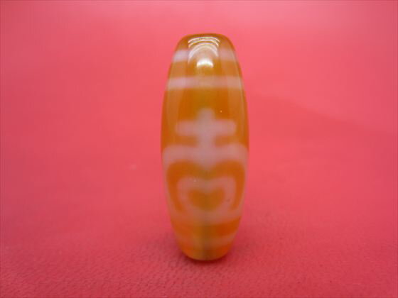 【チベット紅玉髄天珠】蓮花寶瓶天珠カーネリアン約31×12mm【一点物】