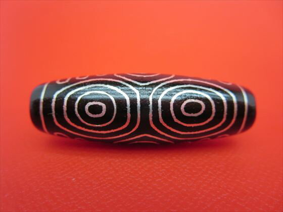 【チベット銀線天珠】龍眼天珠約41×13.6mm【一点物】