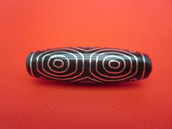 【チベット銀線天珠】龍眼天珠約42×13mm【一点物】