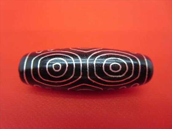 【チベット銀線天珠】龍眼天珠約40×13.8mm【一点物】