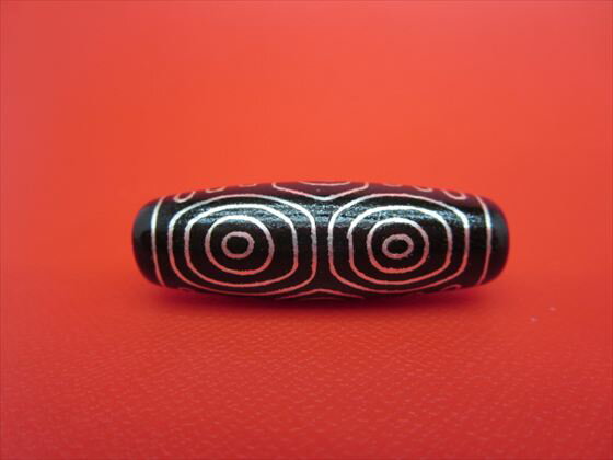 【チベット銀線天珠】龍眼天珠約40×13mm【一点物】