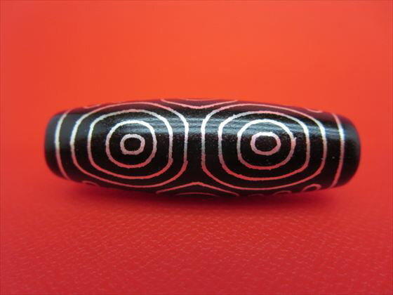 【チベット銀線天珠】龍眼天珠約40×13mm【一点物】