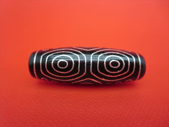 【チベット銀線天珠】龍眼天珠約40×13.8mm【一点物】