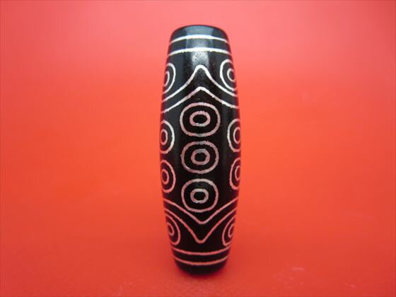 【チベット銀線天珠】二十一眼天珠約40×13.8mm【一点物】