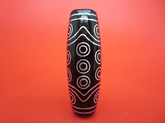 【チベット銀線天珠】二十一眼天珠約40×13.5mm【一点物】