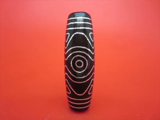 【チベット銀線天珠】金剛蓮花三眼天珠約40×13mm【一点物】