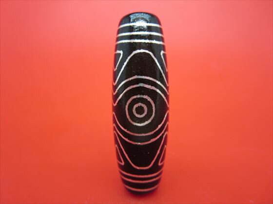 【チベット銀線天珠】金剛蓮花三眼天珠約40×13mm【一点物】