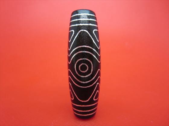 【チベット銀線天珠】金剛蓮花三眼天珠約40×12.6mm【一点物】