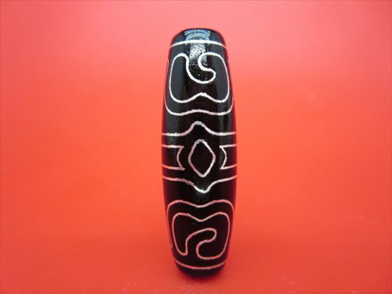 【チベット銀線天珠】蓮師法帽天珠約40×13mm【一点物】