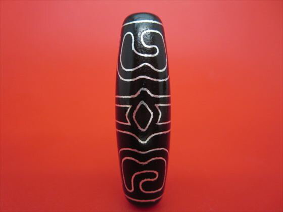 【チベット銀線天珠】蓮師法帽天珠約41×12mm【一点物】