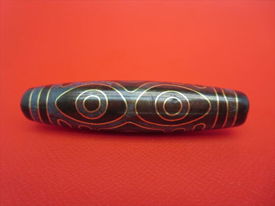 【チベット銀線天珠】龍眼天珠約58×14mm【古銅】【朱砂入り】【一点物】