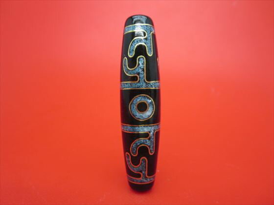 【チベット銀線天珠】蓮師法器天珠約58×13.8mm【古銅】【朱砂入り】【一点物】