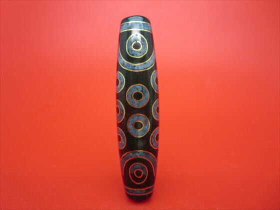 【チベット銀線天珠】二十一眼天珠約58×14mm【古銅】【朱砂入り】【一点物】