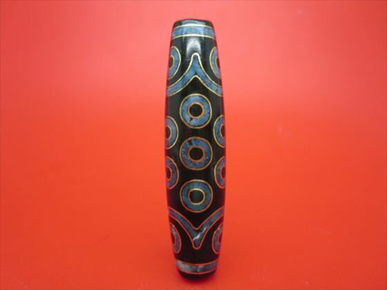 【チベット銀線天珠】二十一眼天珠約58×14mm【古銅】【朱砂入り】【一点物】