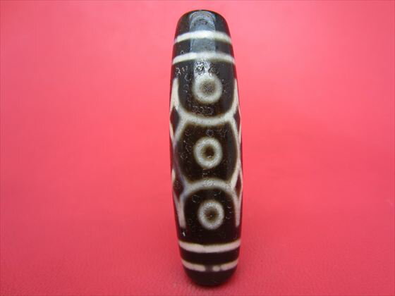 【チベット風化天珠】龍鱗九眼天珠約58×15mm【馬蹄痕】【一点物】