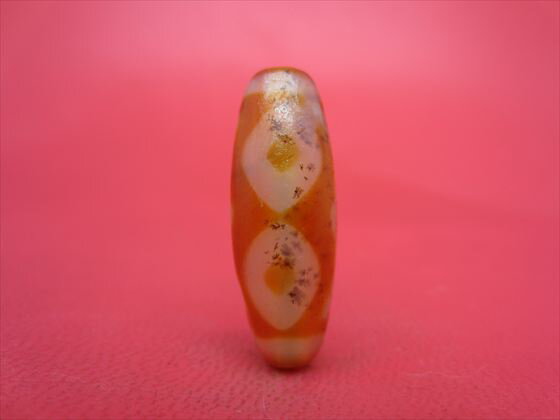 【チベット紅玉髄天珠】三眼天珠カーネリアン約28×10mm【鉱物入り】【一点物】