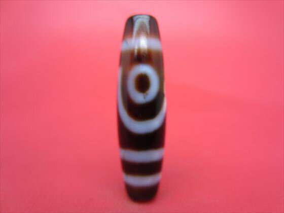 【チベット天珠】二眼天珠約40×11mm【水晶洞入り】【一点物】