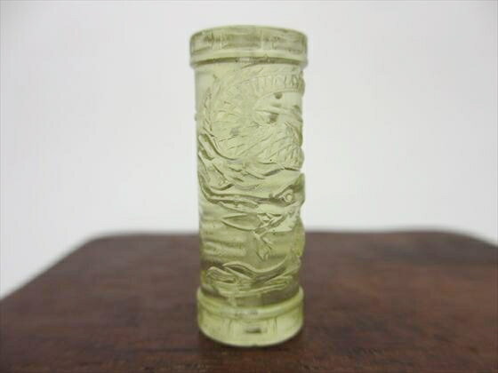 【リビアングラス天珠】手彫り龍神天珠約6.15g約30.5×11.7mm【鑑別書付き】【一点物】