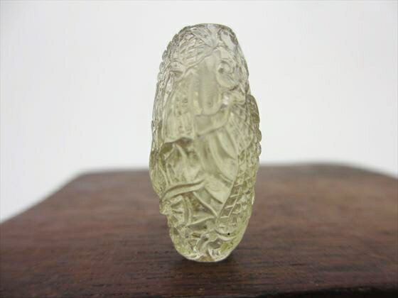 【リビアングラス天珠】手彫り龍神天珠約3.74g約25×11.7mm【鑑別書付き】【一点物】