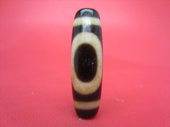 【一眼万字紅朱砂天珠】約38×11.6mm【馬蹄痕】【一点物】