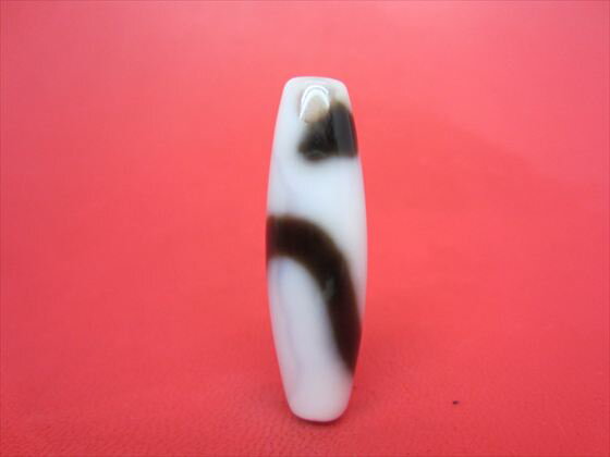 【チベット高級天珠】白蛇天珠・白約38×12mm【水晶入り】【一点物】