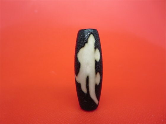 【チベット天珠】如意勢至菩薩天珠(サク)約39×14mm【龍鱗加工】【一点物】