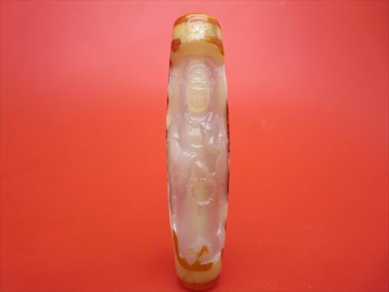 【チベット彫刻天珠】金剛三眼観音天珠約58×14mm【一点物】