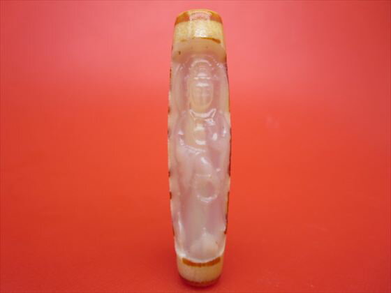 【チベット彫刻天珠】蓮師法器観音天珠約58×14mm【一点物】