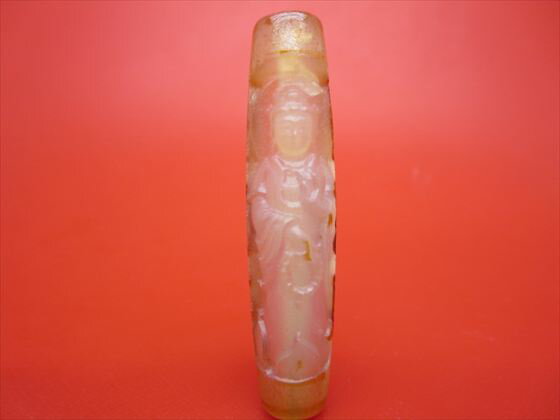 【チベット彫刻天珠】蓮師法器観音天珠約58×13mm【一点物】