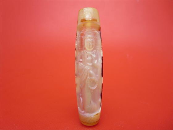 【チベット彫刻天珠】蓮師法器観音天珠約58×14mm【一点物】