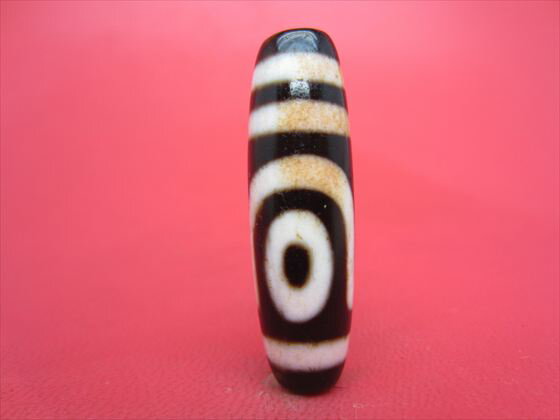 【二眼紅朱砂天珠】約38×12mm【馬蹄痕】【一点物】