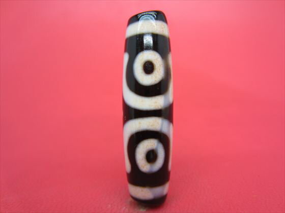 【三眼紅朱砂天珠】約44×11.6mm【一点物】