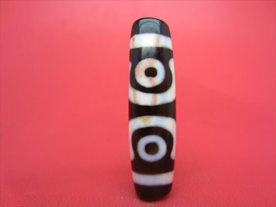 【三眼紅朱砂天珠】約46×12×11mm【一点物】