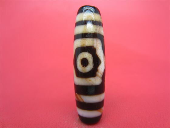 【三眼紅朱砂天珠】約41×12mm【馬蹄痕】【一点物】