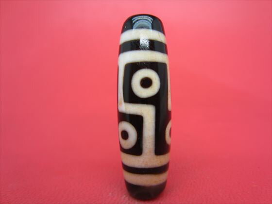 【六眼紅朱砂天珠】約41×13mm【馬蹄痕】【一点物】