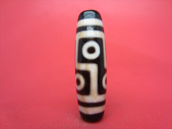 【六眼紅朱砂天珠】約40×12mm【馬蹄痕】【一点物】