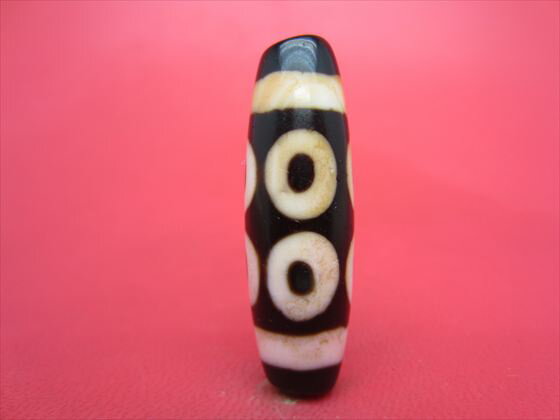 【八眼紅朱砂天珠】約41×11.6mm【馬蹄痕】【一点物】