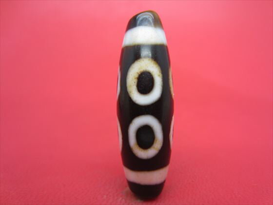 【八眼紅朱砂天珠】約39×12.6mm【馬蹄痕】【一点物】