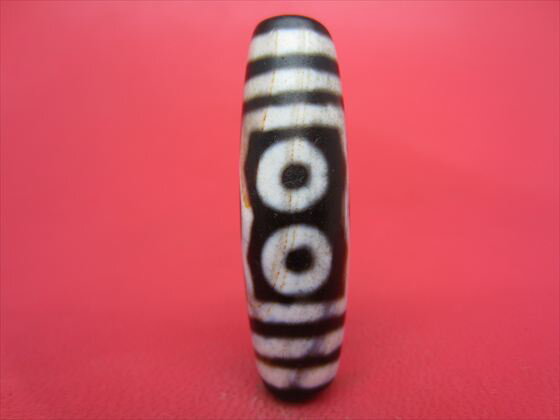 【五眼紅朱砂天珠】約40×12mm【馬蹄痕】【一点物】