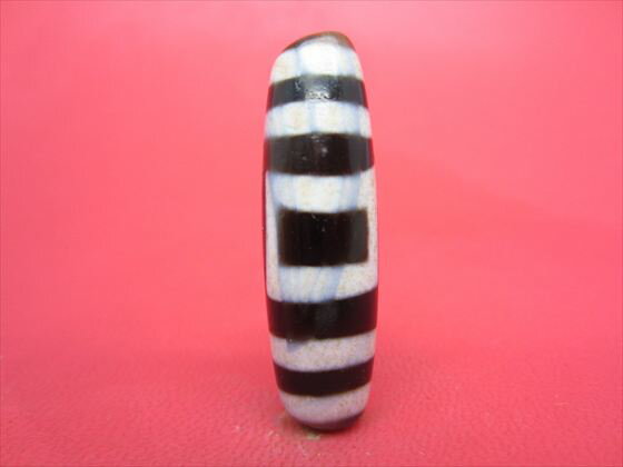 【天地紅朱砂天珠】約40×12mm【馬蹄痕】【一点物】