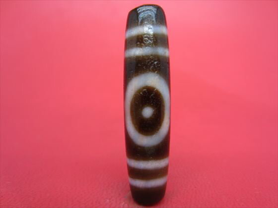 【星辰紅朱砂天珠】約42×10.5mm【馬蹄痕】【一点物】