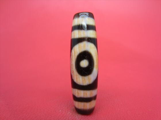 【星辰紅朱砂天珠】約37×10.5mm【馬蹄痕】【一点物】